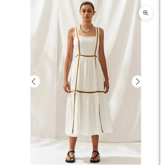 Sancia Revolve dress XS linen white Arcais Apron minimalist old money retro - Picture 9 of 12